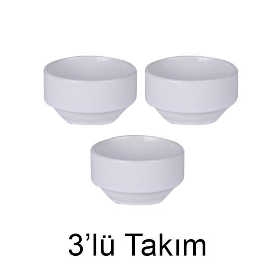  Porselen Beyaz Kase - 3’lü Paket