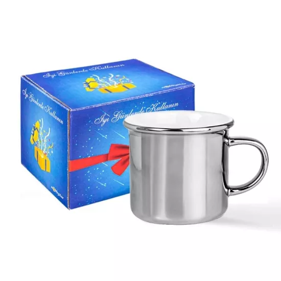 Gümüş Enamel Kupa Bardak - Kutulu 2 adet