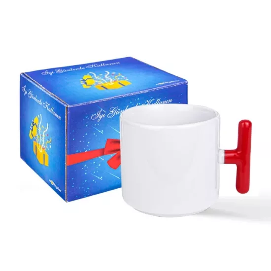  Seramik T Kupa Bardak Sapı Kırmızı