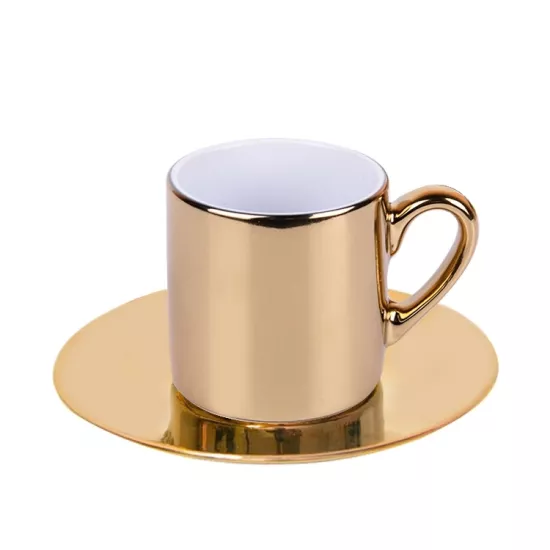 Türk Kahvesi Fincanı - 2 li Aynalı Altın