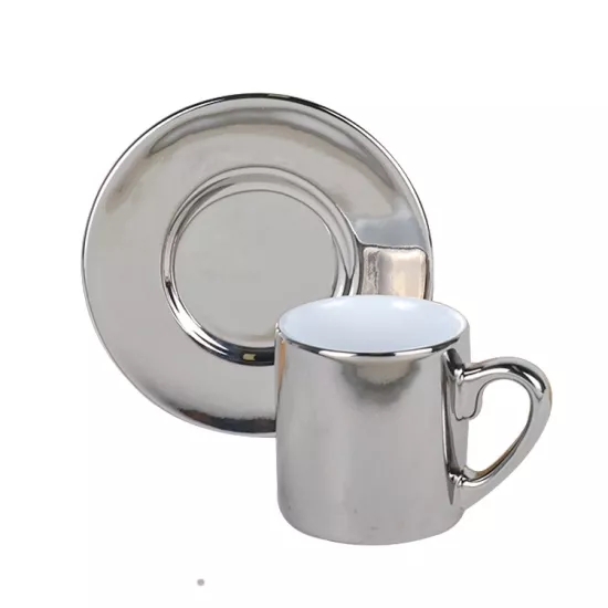 Türk Kahvesi Fincanı - 6’lı Aynalı Gümüş