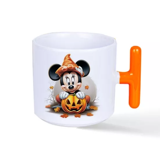 Porselen Turuncu Kulplu T Kupa Bardak - Kutulu