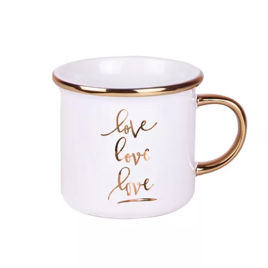 Altın Yaldızlı Enamel Kupa Bardak