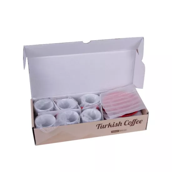 T Kulplu Türk Kahvesi Fincan Takımı - 6’lı Kırmızı