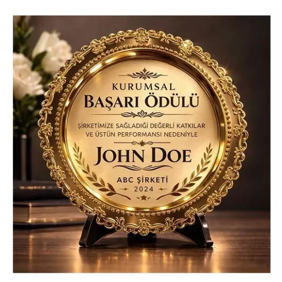Metal Ödül Tabağı Altın - 25 cm