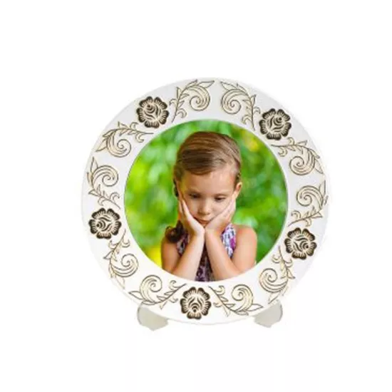 Özel Tabak 24 cm gül desenli beyaz