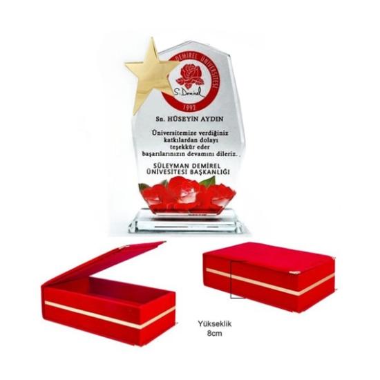   Kadife kutulu   Cam Kristal Plaket yıldızlı
