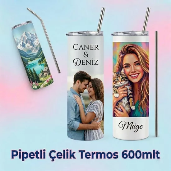 Pipetli Çelik Termos 600mlt