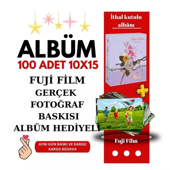 100 adet Fotoğraf baskı+albüm hediyeli