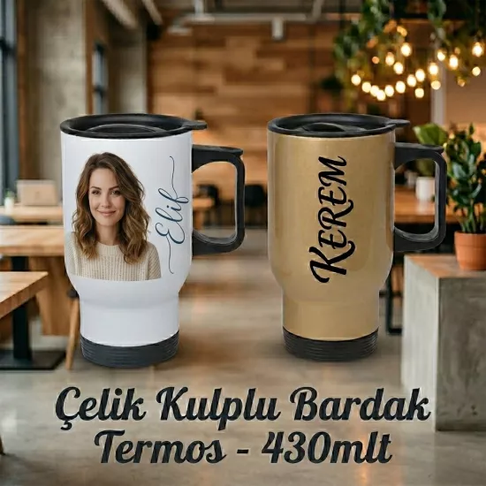 Kulplu Çelik Bardak Termos - 450mlt