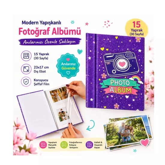  Yapışkanlı Fotoğraf Albümü  - 23x17cm