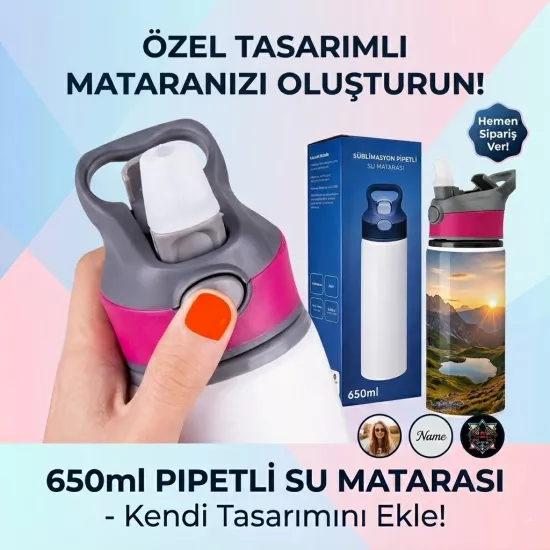 Pipetli Su Matarası - 650mlt