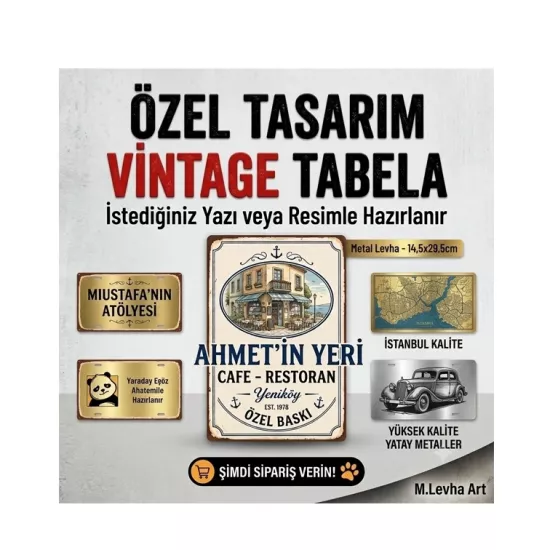 Vintage Tabela Metal Levha - 14,5x29,5cm
