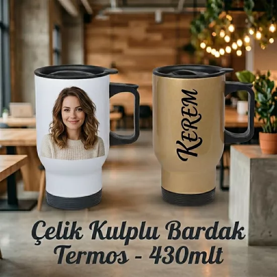  Kulplu Çelik Bardak Termos - 450mlt