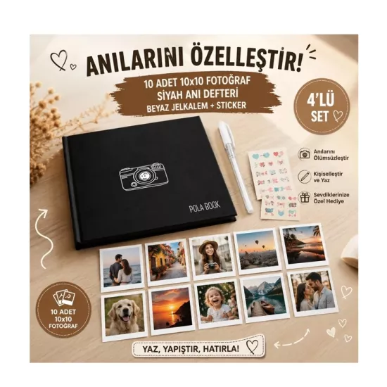 10 adet 10x10 + anı Defteri(kalem+sticker)
