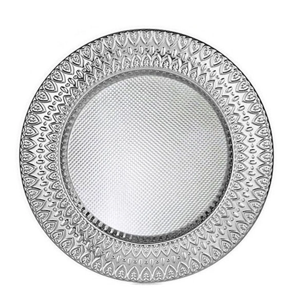 25 cm Gümüş Metal Tabak - Ardiva,  Kadife Bordo lüx kutu 28x28 cm