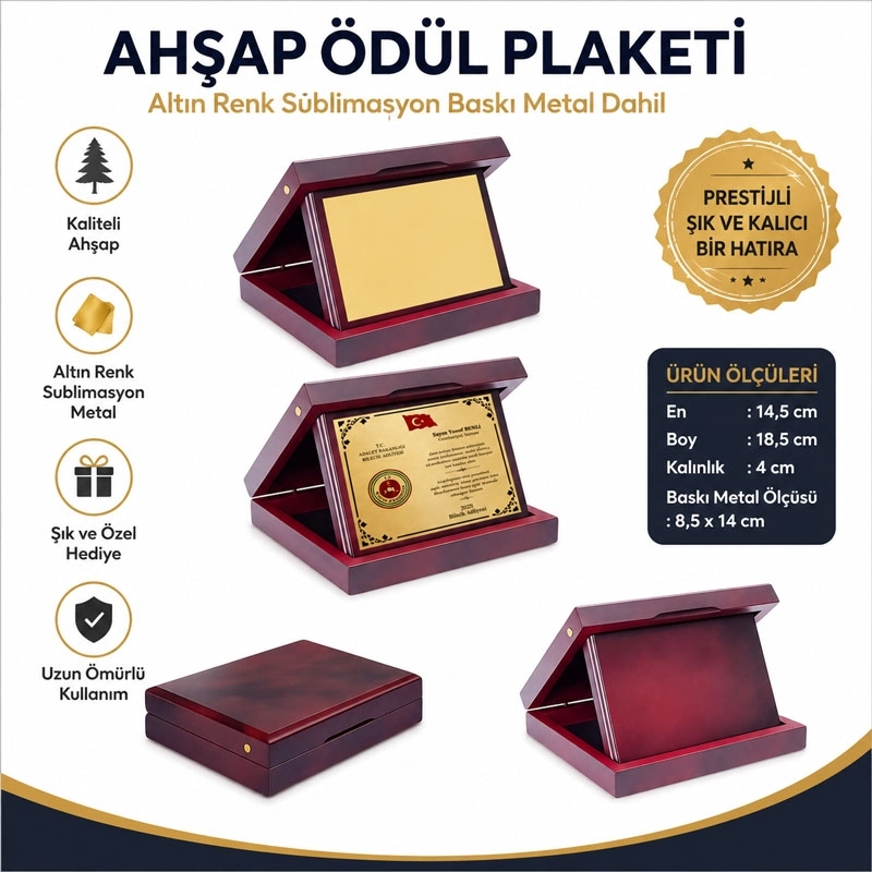 Ahşap Kutulu Plaket 12x16 cm - Yatay