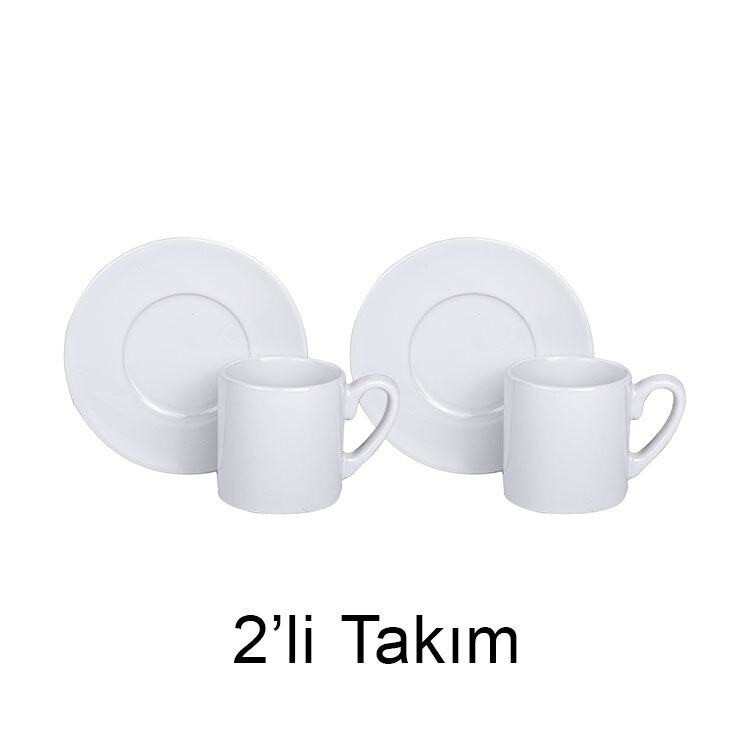 Beyaz Porselen Türk Kahvesi Fincanı - 2’li Set