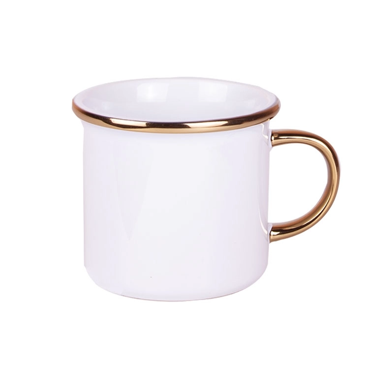 Altın Yaldızlı Enamel Kupa Bardak - Kutulu 2 adet