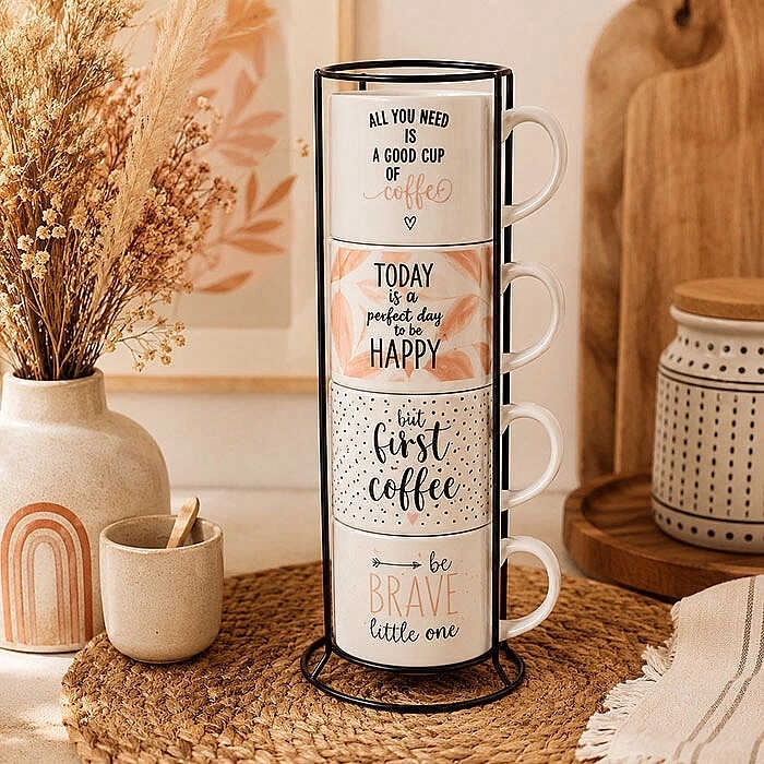 Standlı Nescafe Fincan Seti - 4lü