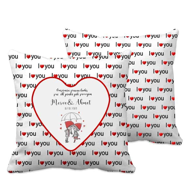 I Love You Kalp Desen  Yastık 