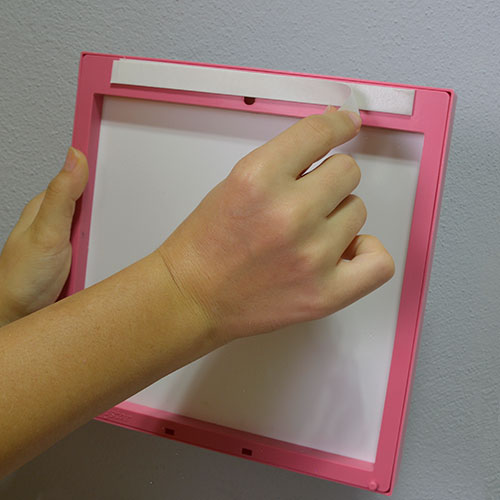 Yapışan Sök Tak Kare Pembe Çerçeve - Beyaz 3’lü Paket