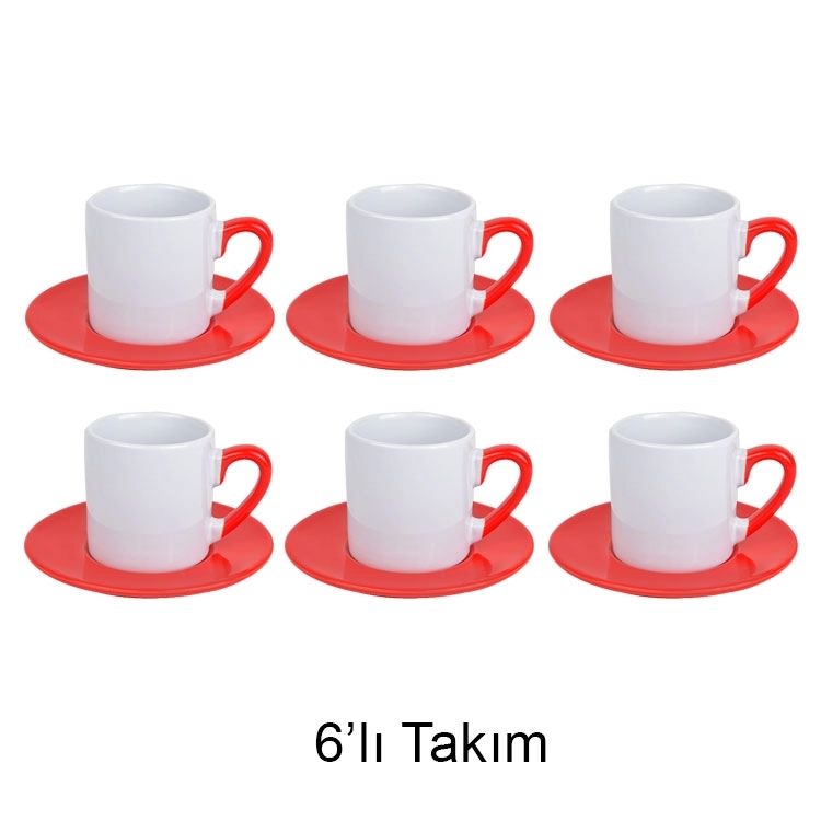 Türk Kahvesi Fincan Takımı 6’lı Siyah/Kırmızı