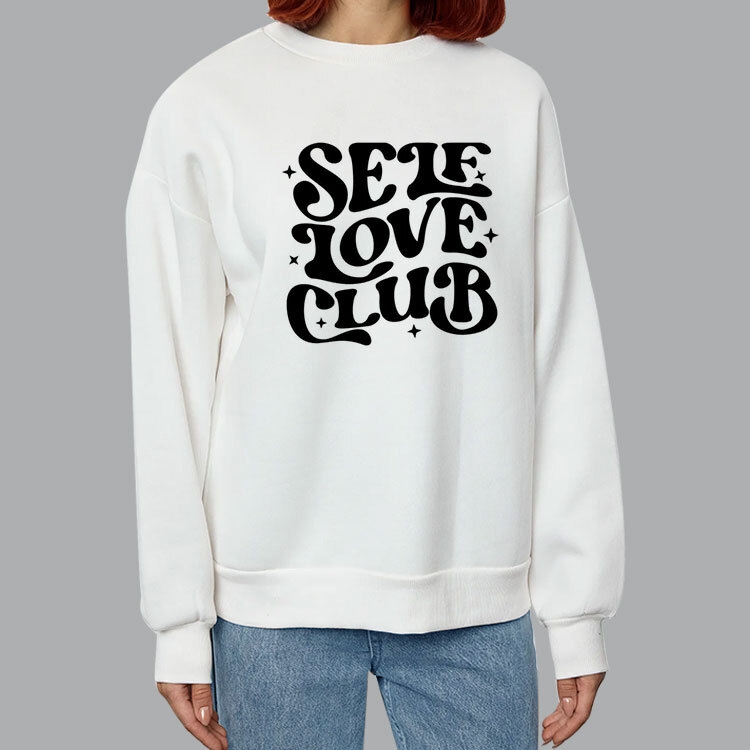 Unisex Beyaz Bisiklet Yaka Sweatshirt