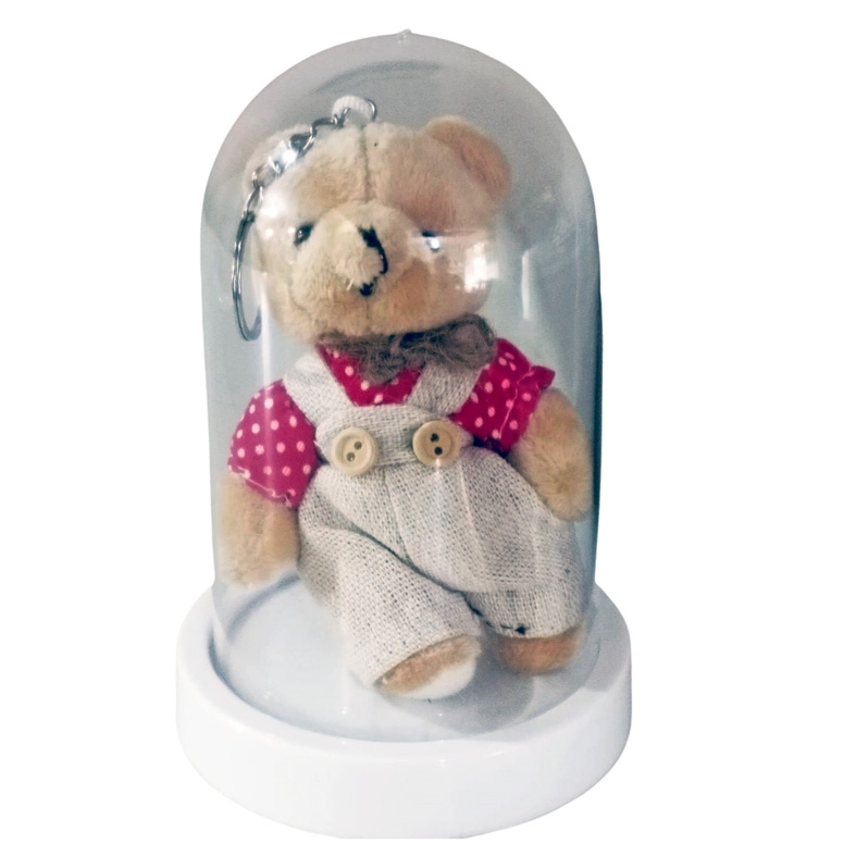 Kırmızı Ekose Elbiseli Peluş Ayıcık Anahtarlık Erkek faunuslu