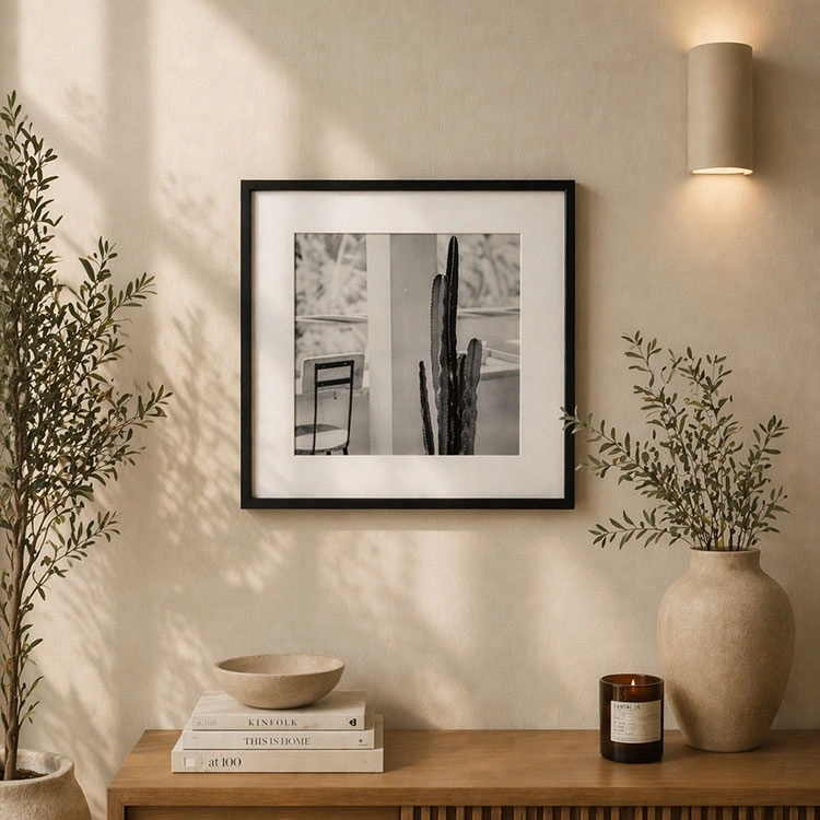 Yapışkanlı Paspartulu  Fotoğraf Çerçevesi - 21x21cm 2’li paket +resim baskısı