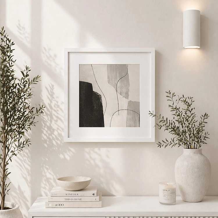 Yapışkanlı Paspartulu  Fotoğraf Çerçevesi - 21x21cm 2’li paket +resim baskısı