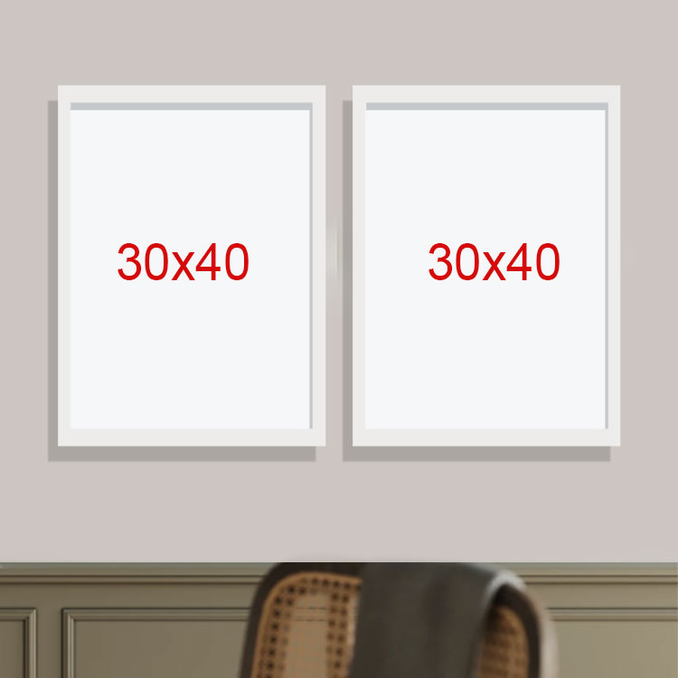 Yapışkanlı Sök Tak Beyaz Çerçeve 30x40cm - 2’li paket +resim baskısı
