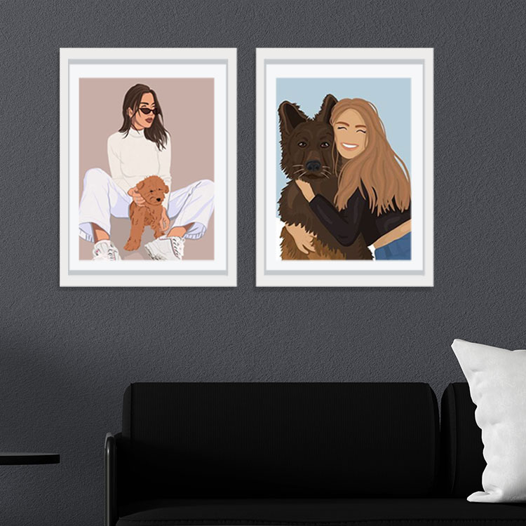 Yapışkanlı Sök Tak Beyaz Çerçeve 30x40cm - 2’li paket +resim baskısı