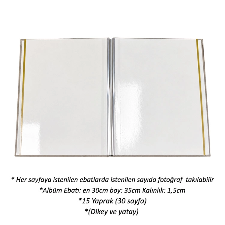 30x37cm Yapışkanlı Süet Fotoğraf Albümü 15 Yaprak 
