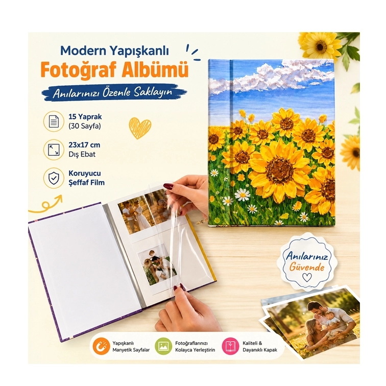 Modern Yapışkanlı Fotoğraf Albümü 15 Yaprak - 23x17cm